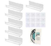 6 Support Mural pour Disque Vinyle, avec 12 Autocollants Vis Sans Clous Support Disque Acrylique Transparent Présentoir pour Couvertures d'Album, Décoration de la Maison, du Bureau