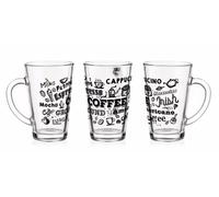 6 tasse de café 300ml et 6 edelstahl-löffeln (gratuit) LATTE kaffee-aufdruck