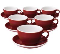 6 Tasses Café Latte Et Sous-tasses Egg 30 Cl Rouge - Loveramics