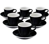 6 Tasses Espresso Et Sous-tasses Egg Black Loveramics - 8 Cl