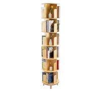 6 Tier Rotating Wooden Bookcase, 360 affichages,Organiseur Multifonction | Support de rangement rotatif pour balcons, chambres à coucher, 50 kg par étagère, Pieds surélevés, plateau tournant à billes.
