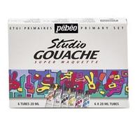 6 tubes de peinture - Gouache - Couleurs primaires - Beaux-arts - Pébéo studio - 20ml
