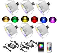 6 WIFI RGB Spot Encastrable Exterieur Dimmable 0.6W Fonctionne Avec Alexa, Google Home, DC12V Ø31mm IP67 Kit Complet de éclairage