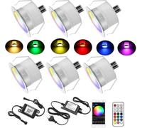 6 WIFI RGB Spot Encastrable Exterieur Dimmable 0.6W Fonctionne Avec Alexa, Google Home, DC12V Ø31mm IP67 Kit Complet de éclairage Pour Chemins