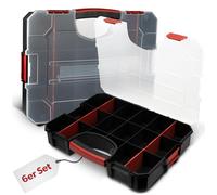 6 x Boîte d'assortiment siwitec avec 16 compartiments et 6 séparateurs adaptables, boîte d'assortiment pour petites pièces, organisateur d'outils, valise d'assortiment en plastique 38 x 29 x 6,5 cm