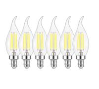 6 X E14 4W Lampe à Filament LED Ampoules, E14 Edison Bougie Forme Ampoule, Blanc Froid 6500K 400LM, Équivaut Ampoule Incandescente 40W