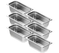 6 x récipients Gastronorm en acier inoxydable 1/3- taille - poêles d'hôtel 326x177x99mm - Equipement pour la restauration - Accessoires de cuisine
