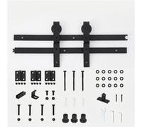 60'' 2 portes Kit rail coulissant robuste pour porte de grange bi-pliable,Glissement silencieux,pour placard/chambre, noir