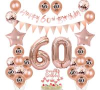 60 ans anniversaire décoration femme, bannière or rose 60 ans anniversaire guirlande 60 ans anniversaire femme ballons 60 ans anniversaire décoration gâteau 60 ans anniversaire 60 ans femme ballon