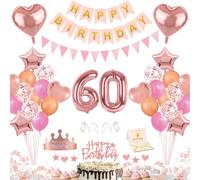 60 ans Decoration Anniversaire Ballons Femme Happy Birthday Décoration Rose | Deco Banderole Joyeux Anniversaire Decoration Carte Gateau Couronne Confettis Guirlande Fanion Orange