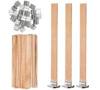 60 Ensembles Meche Bougie Bois Naturel 13x130mm avec Support en Metal Epaisseur 0.5mm Meches pour Bougies Fait Main Mèche pour Bougie Aromatherapie sans Fumee Kit Bougie Accessoires Maison