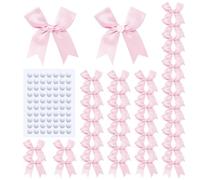 60 Nœuds Roses en Ruban Satin,Nœud Décoratif Autocollant pour Cadeau,Baptême,Mariage,Anniversaire,Fête Bébé, DIY Petits Nœuds Papillon pour Emballage Cadeaux,Saint Valentin,Décoration de Noël(8cm)