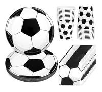 60 Pcs de Vaisselle, Assiette Anniversaire Football Les Amateurs de Football Enfants Fête Assiettes en carton Serviette Gobelets