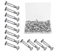 60 PCS M4 Vis Assemblage Meuble Vis de Connexion avec Boulon pour Bois de 31 à 40 mm d'Épaisseur, Armoire, Porte, Lit (Argent)