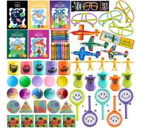 60 petits cadeaux pour un anniversaire d'enfant, un sac à provisions et du contenu à l'intérieur