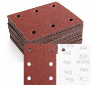 60 Pièces 115 x 101mm Papier Abrasif pour Ponceuse Rectangulaire 60 Grain | 6 Trous Papier de Verre Compatible avec Makita BO4555 BO4554 BO4561DBO484Z DBO480Z BO4565K BO4565J pour Bois Vernis Mastic
