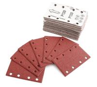 60 Pièces 80x133MM Papier a Poncer Grains 120 Papier Abrasif 8 Trous | Alumine Compatible avec Bosch Festool Mirka Ponçage Bois Métal Automobile Bricolage Papier de Verre Ponceuse Orbitale