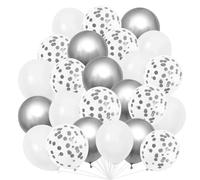 60 Pièces Ballons Argentés et Blancs, Ballons Argent Métallisé