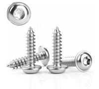 60 pièces de vis pour tôle en acier inoxydable M5x16 mm à tête bombée et tête plate pour bois avec disque - Vis Torx autotaraudeuses A2 V2A 304 inoxydables à filetage complet (argent)