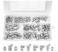 60 Pièces graisseur a visser, Assortiment Graisseur M6 M8 M10, Droit Graisse Raccord 45° 90° 180°, avec Boîte en Plastique