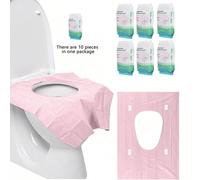 60 pièces Housses de siège de toilette jetables, imperméables et portables, tapis de toilette en papier extra long pour hôtel, lieux publics, voyages, club de loisirs et salle de bain à la maison Déco