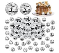 60 Pièces Kit Boule Disco à Facettes Réutilisable - Wanfoou Mini Sphère Miroir Brillante pour Décoration de Gâteaux, Fête, Bar et Vacances - Décoration Lumineuse et Éclatante (2/3/4/5 cm)