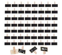 60 Pièces Mini Tableaux à Linge en Bois avec Clip pour Tableau Noir, Petits Tableaux à Craie CarréS en Bois RéUtilisables pour Accrocher des Photos, des MéMo, des Notes ou des Étiquettes Alimentaires