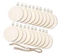 60 Pièces Ornement en Bois Soi-même Ambiance Noël Rond, Suspendu | Bois Beige, Trou Suspendre et Corde Inclus, pour Sapin, Paquet Présents, Ateliers Scolaires