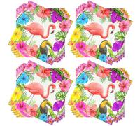 60 Pièces Serviettes à Flamant,Hawaii Serviettes Cocktail Papier Vaisselle Jetable Toucan Été Flamingo Serviette de Table pour Mariage Anniversaire Apéritif Noël Baptême Dessert Décoration,33 * 33cm
