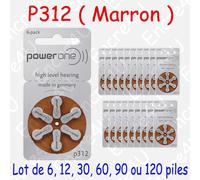 18 piles auditives : MARRON P312 ( = 3 blisters )
