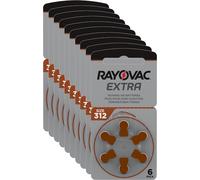 60 piles auditives Rayovac Extra Advanced 312 marron PR41 blister de 10 x 6