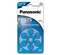60 piles zinc-air Panasonic PR675 (10 blisters) (PR44) pour appareils auditifs, 1,4 V