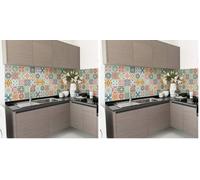 60 Stickers muraux Cuisine - Sticker Mural - Carreaux de Ciment adhésif Mural - Stickers Muraux azulejos - Sticker Carrelage adhesif Mural Salle de Bain 15 x 15 cm - 60 PCS Carreau de Ciment adhesif