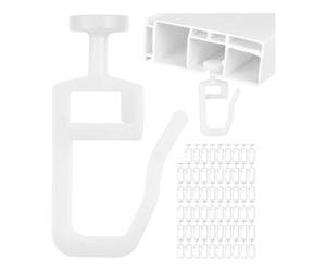 60 x Glisseurs de Rideau, Glisseur à Tête Plate de Ø 7 mm, pour Rails avec Largeur de Roulement de 3-4 mm et Chambre de Roulement de 8 x 3 mm, Accessoires pour Rideaux, Crochets à Clapser Blancs