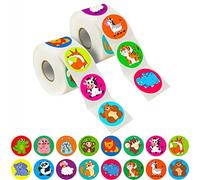 600 autocollants d'animaux de dessin animé, Décoration de fête Récompense de l'enseignant Autocollants de motivation d'encouragement, 16 motifs pack économique (3,8 cm de diamètre)