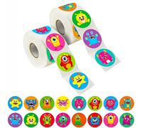 600 Autocollants Monstres pour Enfants, 16 Motifs, Décoration de Fête Récompense de l'enseignant Décalques de Motivation d'encouragement (3,8 cm de Diamètre)