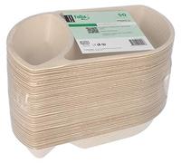 600 Conpax (LM) Plateaux à snacks en canne à sucre 2 compartiments 3,6 cm x 12,4 cm x 22,4 cm naturel 97083