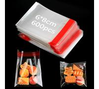 600 Sachets Cellophane Autoadhésifs, Sachets Cadeaux Transparents 6x8 cm, Sachets de Conditionnement pour Biscuits, Bonbons, Bijoux