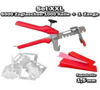 6000 languettes de traction 1,5 mm + 1000 cales + 1 pince - Système de nivellement pour carrelage KACHEL GOTT®