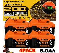 6000mAh pour Dewalt DCB200 20V batterie DCB205 DCB206 DCB209 DCB181 DCB182 remplacement outil électrique Batteries au Lithium avec Charge 6A 4A Charger
