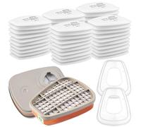 6001 Filtre pour Masque Respiratoire, Filtres de Masque Anti-Poussière & travaux, 50 Filtrants + 2 Cartouches Filtrantes et 2 Couvercles, Compatible 6100/6200/7501/7502