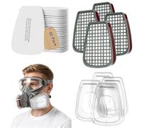 6001 Lot de 80 filtres respiratoires pour filtres 3M + 4 filtres et 4 capuchons de recouvrement, cartouches organiques contre la poussière, filtre couleur chimique compatible avec 6100 6200 7501 7502