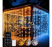 600LED Guirlande Lumineuse Rideau, 6m x 3m LED Rideau Lumineux Noël avec Télécommande et Application, 17 Modes, Étanche Guirlande Rideau Lumineuse pour Mariage Noël Décorations (Blanc Chaud et Froid)