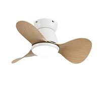 60cm Petit Ventilateur Silencieux Plafond Avec Lumiere Et Télécommande APP Lustre Ventilateur Réversible 6 Vitesses LED Dimmable Plafonnier Ventilateur Pour Bureau Chambre D'enfant-White wood grain