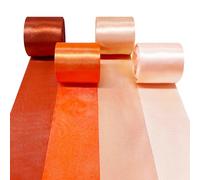 60M Ruban de Satin Orange, 4 Couleurs 15m x 5cm de Large Ruban pour Emballage de Cadeaux DIY Nœuds Fête Toile de Fond Anniversaire Mariage Bouquet de Mariée Automne Thanksgiving Extérieure Décorations