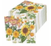 60Pcs Serviettes de Coloré doux à Motif Tournesols Jetables, Serviettes Cocktail Serviette pour Décoration de Table pour Fournitures de Fête de Dîner,Anniversaire,Mariage,Baptême,33x33cm