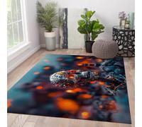 60x120cm Tapis d’entrée Lavable Rugs d’Halloween Hanté Surréalisme Crâne Moquette intérieure à Poil Bas pour entrée Cuisine Squelette Orange néon Tapis de Porte d’entrée