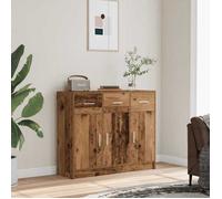 [61065]Buffet Bahut MEUBLECHIC, commode meuble de rangement, vieux bois 91x28x75 cm bois d'ingénierie,Poids:28.77 Kg