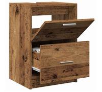 [61828]Cabinet de salle de bain - MEUBLECHIC - Meuble wc/commode SDB - avec porte Bois Ancien 40x37x59 cm,Poids:15.9 Kg