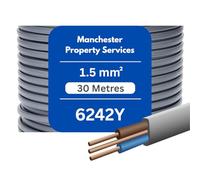 6242Y Câble électrique à 3 fils - 1,5 mm/2,5 mm/6 mm - Plat - Peut être coupé (30 m, 1,5 mm) - Gris
